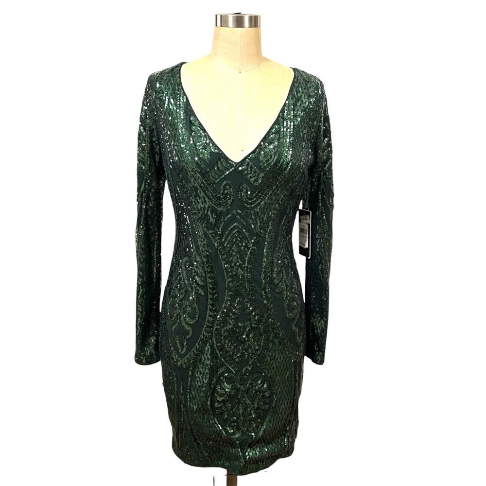 NWT MARCIANO GUESS Emerald Elegant Green Sequin Body-con Dress 6 evening events